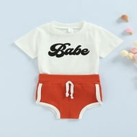 Newborn Baby kratki hlače odijelo, majica s kratkim rukavima, tiskani okrugli vrat + set elastičnih