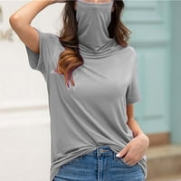 Ženska casual labava okrugla vrat kratki rukav masku za lice TOP bluza majica AQ