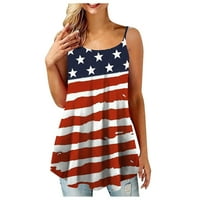 Fridja USA Flag Tee majica, Ženski gumb o-vrat bez rukava bez rukava sa majicama Slecinje vrhovi za dan nezavisnosti, 4. jula Dan sjećanja