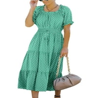 Niuer Chort rukav ležerna haljina za žene polka dot vintage haljina ljetna plaža sunčana haljina sa crtežom