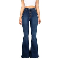 Gaecuw Popularne traperice za žene Flares Jeans Plus size Slim Fit Scrounch Long Hlače Up Lounge Hlače hlače Ležerne prilike labave vrećice traperice Trapene ljetne hlače Pune pantalone