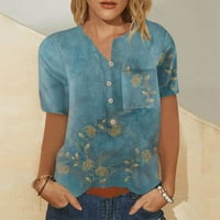 Ženska retro cvjetna košulja s jednim kratkom rukavom s džepovima sa majicama