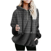 Cuoff Ženski duksevi dukseri za žene prugasti ispise patchwork džep plišane džemper jakna ženske vrhove
