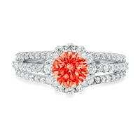 1.76ct okrugli rez Crveni simulirani dijamant 14k bijeli zlatni godišnjica Angažovanje halo prstena