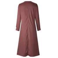Holloyiver ženske haljine Ljetni modni casual čvrsti V-izrez struk dugačak dugi rukav dugi haljina S-3XL