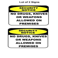 Brojač Sigurnosna obavijest Nema lijekova, noževa ili oružja koji nisu dozvoljeni u prostorijama laminiranim znakom