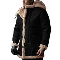 Muška jakna Fleece Fleece Fleece sa gumbom za haubice duže zimski kaputi sa Sherpa obloženi toplim rukom