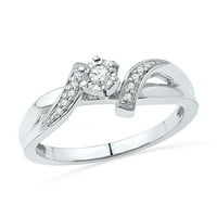 Ženska solidna 10kt bijela zlatna okrugla Diamond Solitaire Promise Ring CTTW Veličina prstena 6