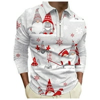 Muškarci Geometrijski božićni tiskani praznični ljepši košulje sa patentnim zatvaračem Dugi rukavi Majice Životni muški Regularni fit dimljiva bluza