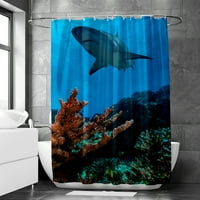 Nautička dekoracija za zavjese za tuširanje, slatko more Ocean Stvori vodeni životinje Grafička, tkanina kupaonica set sa kukama, br. 1, 150x
