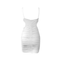 Charella ženska nova modna V-izrez šuplje torba HIP suknja haljina haljina bijela, m