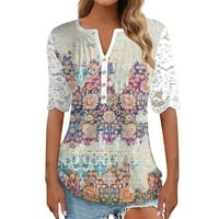 Ljetna ženska majica s kratkim rukavima TOP Ležerna modna cvjetna tiskana tunika V V izrez Udobna košulja
