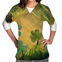 Sretne sv. Patrickove majice za žene kratki rukav V izrez TUNIC TURS LOBE Clover majica Bluza Shamrock