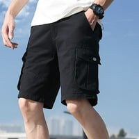 Hanas muške hlače Muške modne čvrste džepove u boji Patvene teretne kratke hlače Kombinezona Crna 36