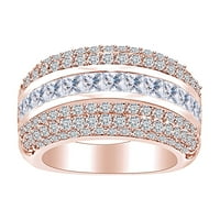 4. Carat princeza i okrugla bijela prirodna dijamantska godišnjica vjenčani prsten za vjenčanje u 14K čvrstih ruža zlatna prstena veličine-7,5