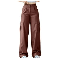 Hlače visoke struk žene Žene Modne boje Ležerne prilike Srednje struine pantalone sa džepom High Squik