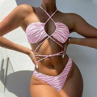 Modni kupaći kostimi za žene Split kupaći kostim Show struk Stripe Ispis Sexy Bikini na klirensu
