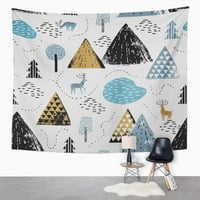 Mountain Landscape Rainder i šuma Savršena vrtića Dječja dječja dječja soba Zidna umjetnost Viseća tapiserija