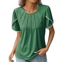 Žene T majice Ležerne prilike kratkih rukava za posadu za vrat od labavih vrhova čvrstih bluze Thirts