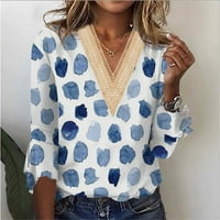 Ženske udobne košulje za flutter s rukavima Geometrijski grafički pulover Classic Fit vrhovi slatki