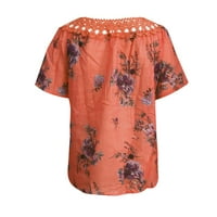 Ženske košulje Žene Ljeto Ležerne prilike tiskane majice-rukav V-izrez V-izrez Bluza Majica Narandžasta