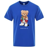 Jhpkjstrong Boxer Teddy Bear Ne odustajte od ispisa smiješne majice Muški pamučni casual kratkih rukava