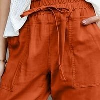Deagia elastična vezati hlače za žene pune dužine pantalone za žene casual solid pamučne posteljine