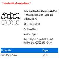 Gornji ubrizgavanje goriva Plenum set za brtvu - kompatibilan sa - Kia Sedona 3.8L V 2009