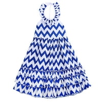 Felcia 3-10Y Girl Ljetna haljina ruffle Halter Wave uzorak šuplje leđa pluća haljina