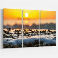 Dizajn Art Sunrise Davanje boje za morske vode - grafička umjetnost na zamotanu platnu postavljenu