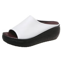 Rewenti Ljetne dame Žene ravne guste kosine cipele Modne ležerne rimske sandale Clearance bijeli 7,5