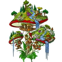 Čarobni gljivi Otok Muški bijeli grafički tee - Dizajn od strane ljudi m