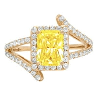 2.1ct smaragdni rez žuti simulirani dijamant 18k žuti zlatni godišnjički angažman halo prstena veličine