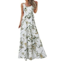 Ljetne haljine za žene s cvjetnim printom bez rukava duga elegantno za zabavu Maxi haljinu