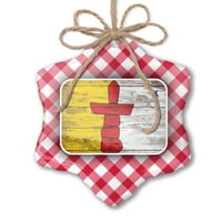 Ornament tiskan jednostrana zastava na drvenoj nunavutu Regija: Kanada Božić Neonblond