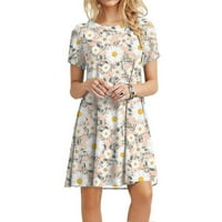 Haljina za žene Ljetni ljuljački kratki rukav cvjetni print Mini haljine casual okruglom vratu Linija