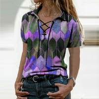 Ljetna bluza Ženska moda Print V-izrez Loose Short Sleevel rukavac pulover za bluzu za bluzu TOPS TOP