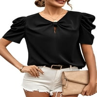 Hait Ladies majica V izrez Šifon vrhovi čvrsta boja tunika Bluza Sport Tee Ljetna majica kratkih rukava