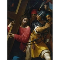 Jacopo Ligozzi Crni modernog uokvirenog muzeja Art Print pod nazivom - Krist noseći krst