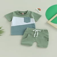 Suantret Toddler Baby Boys Ljetni vrhovi Kratke hlače Outfits Kontrastni džep u boji kratkih rukava