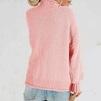 Dukseri za kornjače za žene dugih rukava Čvrsti čvrsti kabeli pleteni džemper casual labavi meki pulover