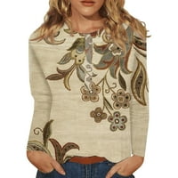 Strungten ženski gumb Vrući na dugim rukavima V izrez modna košulja za ispis vrhovi majica pulover vrhovi