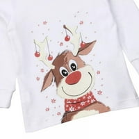 Božićne pidžame za obitelj slatka jelena ispis s dugim rukavima PJS set