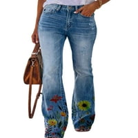 Glonme Women Stretchy Vintage Jeans Stretch Dno Dno Dno Radne pantalone Duge hlače