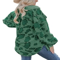 Sanviglor casual košulja za žene Corduroy bluza kaputa Leopard Print Dugih rukava za pad zeleno m