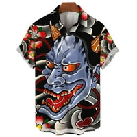 Vintage samurai japanska tiskana košulja za muškarce Modni ulični hip-hop kratkih rukava kratkih rukava