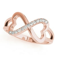 0,15CTW Natural Diamond 14k Rose Gold Infinity Heart Ring