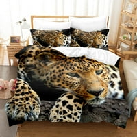 3D životinja Tiger Lion Wolf Leopard Print Duvet Poklopac slatkog kreveta posteljina, udobnost pokrivač