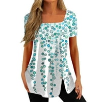 Ženski bluze s kratkim rukavima labav bluza Grafički printira ženske plus ljetne majice s dekolteom