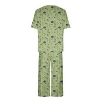 Funicet Womens pidžamas plus veličina cvjetni o-vrat kratkih rukava s kratkim rukavima sa caprisom hlače